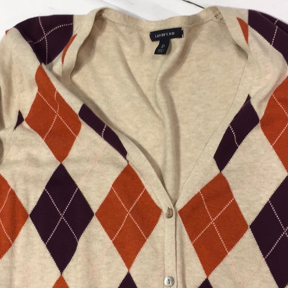 Lands End Argyle Cardigan 